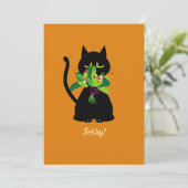 SORRY! Grappig Zwart Kat Wenskaart 🐈‍⬛ Feestdagenkaart (Staand voorkant)