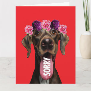 Sorry Great Dane Hond met Bloemen Verontschuldigin Kaart