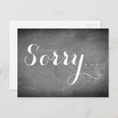 Sorry handschrift Typografie Black White Chalks Briefkaart (Voorkant / Achterkant)