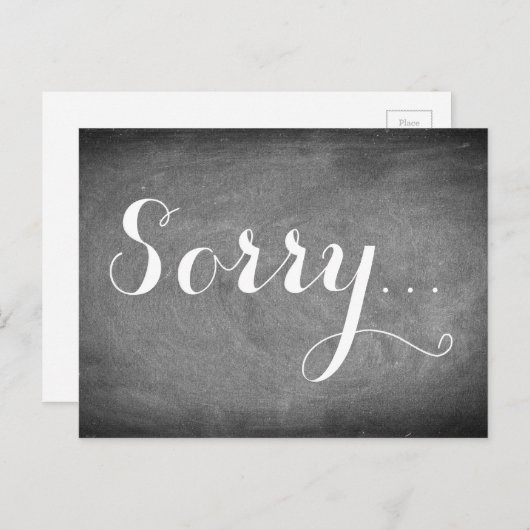 Sorry handschrift Typografie Black White Chalks Briefkaart (Voorkant / Achterkant)