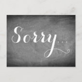 Sorry handschrift Typografie Black White Chalks Briefkaart (Voorkant)