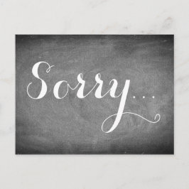 Sorry handschrift Typografie Black White Chalks Briefkaart