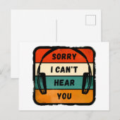 Sorry I can’t hear you - Retro Headphones Briefkaart (Voorkant / Achterkant)