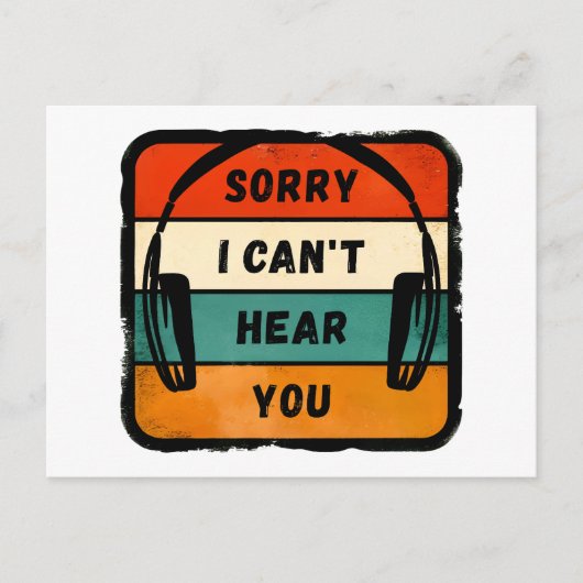Sorry I can’t hear you - Retro Headphones Briefkaart (Voorkant)