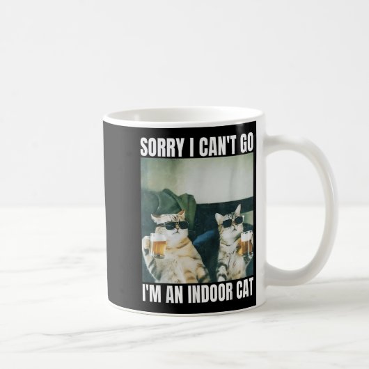 Sorry I Can't Go I'm An Inside Cat Funny Cat Drink Koffiemok (Rechts)
