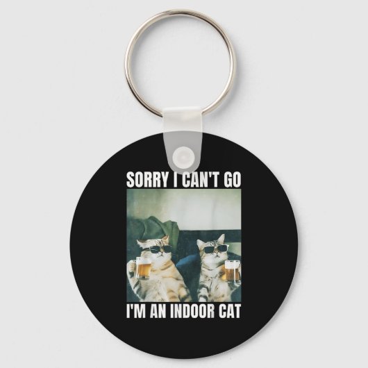 Sorry I Can't Go I'm An Inside Cat Funny Cat Drink Sleutelhanger (Voorkant)