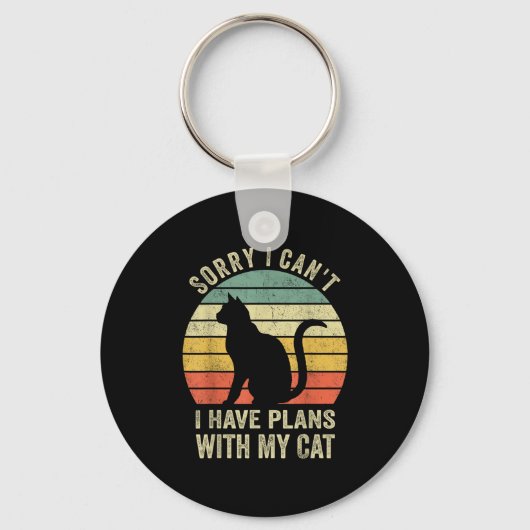 Sorry I Can't I Have Plans With My Cat Funny Cat L Sleutelhanger (Voorkant)