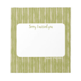 Sorry I missed you. Visit Jw.org green stripes Notitieblok