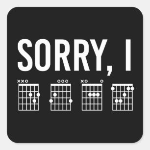 Sorry IDGAF Funny Guitar Chords Music Humor Vierkante Sticker