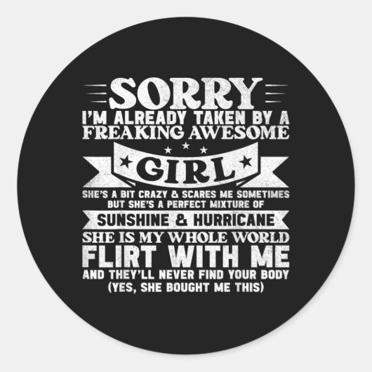 Sorry, ik ben al bezet ronde sticker (Voorkant)