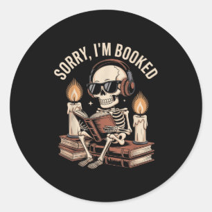 Sorry Ik ben geboekt Grappig Halloween Skelet Leze Ronde Sticker