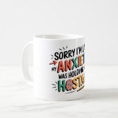 Sorry, ik ben laat. koffiemok (Voorkant links)