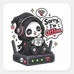 Sorry ik ben offline introvert gamer humor vierkante sticker