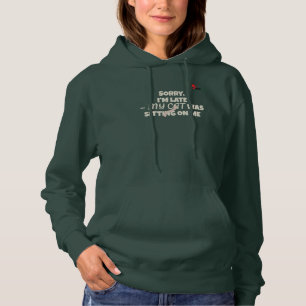 Sorry, ik ben te laat — mijn kat zat op me hoodie
