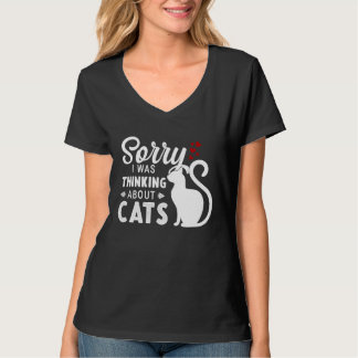 Sorry ik dacht aan katten Slogan Kat Lady T-shirt