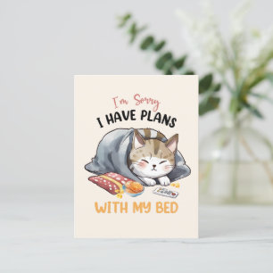 Sorry, ik heb plannen met mijn bed - Cosy Cat Briefkaart
