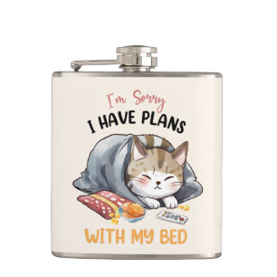 Sorry, ik heb plannen met mijn bed - Cosy Cat Heupfles