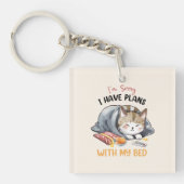 Sorry, ik heb plannen met mijn bed - Cosy Cat Sleutelhanger (Voorkant)
