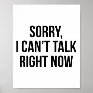 Sorry, ik kan nu even niet praten poster