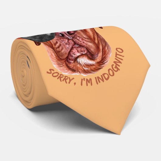 SORRY I'M INDOGNITO (Franse Mastiff) grappige hond Stropdas (Opgerold)