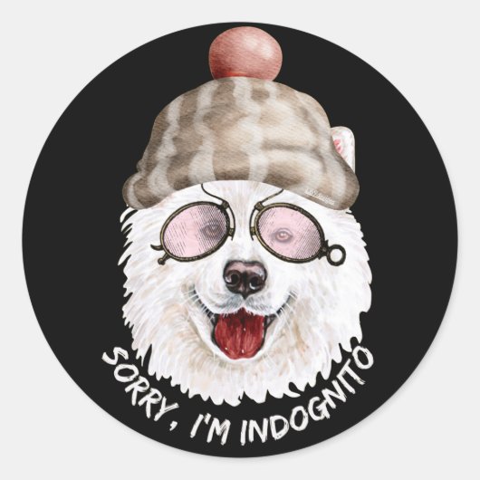 SORRY I'M INDOGNITO (Japanse Spitz) grappige hond Ronde Sticker (Voorkant)