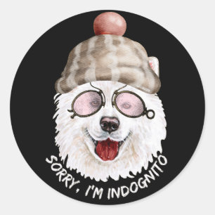 SORRY I'M INDOGNITO (Japanse Spitz) grappige hond Ronde Sticker