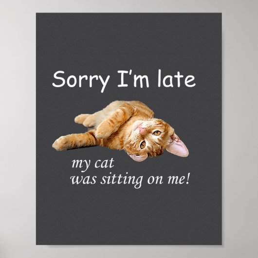 Sorry I'm Late, My Cat Was Sitting On Me. Men Wome Poster (Voorkant)