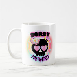 Sorry I'm Weird Cute Goth Skull Sticker Style Mug  Koffiemok