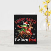 Sorry I've Been Feral Kerstmis Kerstman Alligator  Kaart (Gele Bloem)