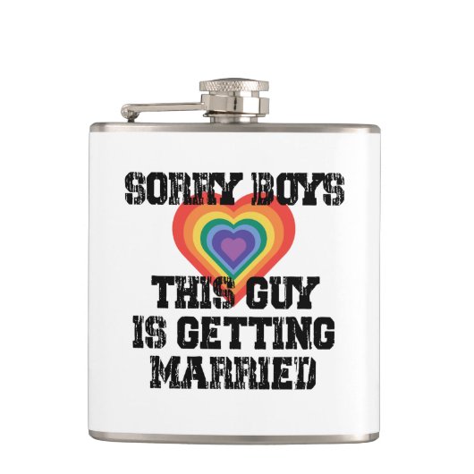 Sorry jongens, deze man gaat homo trouwen heupfles (Voorkant)