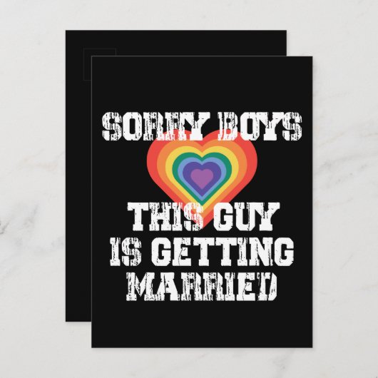 Sorry jongens, deze man gaat homo trouwen uitnodiging briefkaart (Voorkant / Achterkant)