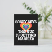 Sorry jongens, deze man gaat homo trouwen uitnodiging briefkaart (Staand voorkant)