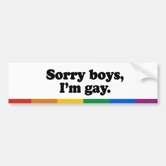 Sorry jongens I&apos;m gay 2 Bumpersticker (Voorkant)