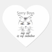 sorry jongens mijn kat is mijn valentijn hart sticker (Voorkant)