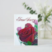 Sorry kaart met een klassieke rode roos (Staand voorkant)