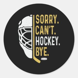 Sorry Kan Hockey Vaarwel Vintage Retro Grappige Ho Ronde Sticker