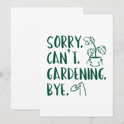 Sorry. Kan niet. Gardening. Dag. Bedankkaart (Voorkant / Achterkant)