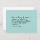 Sorry, kan niet het vandaag maken briefkaart (Voorkant / Achterkant)