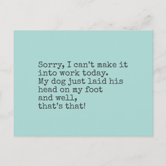 Sorry, kan niet het vandaag maken briefkaart (Voorkant)