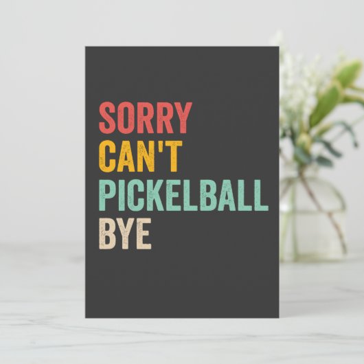 Sorry kan niet pickeball bye grappig retro feestdagenkaart (Staand voorkant)