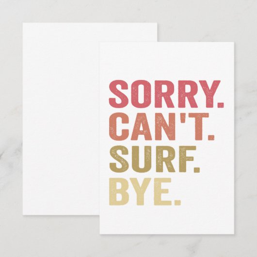 Sorry kan niet surfen tot ziens Funny Surfers Surf Bedankkaart (Voorkant / Achterkant)