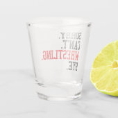 Sorry kan niet worstelen bye worstelaar shot glas (Achterkant)