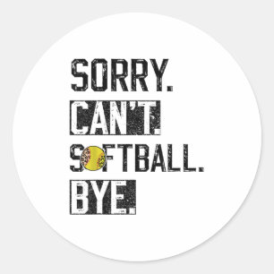 Sorry Kan Softbal Tot Ziens Grappige Softbalspeler Ronde Sticker