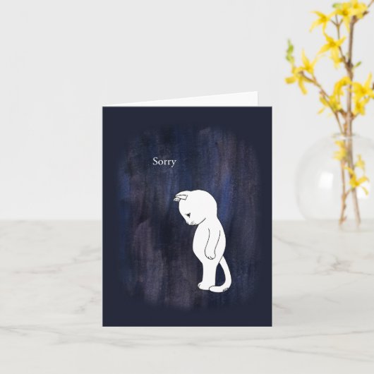 Sorry kat, Cute Kitty kat is droevige excuses kitt Kaart (Gele Bloem)