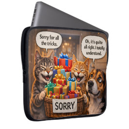 Sorry, kat en hond schattig speels huisdier excuus laptop sleeve