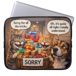 Sorry, kat en hond schattig speels huisdier excuus laptop sleeve