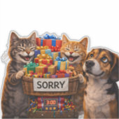 Sorry, kat en hond sticker cute vinyl decal ap (Voorkant)