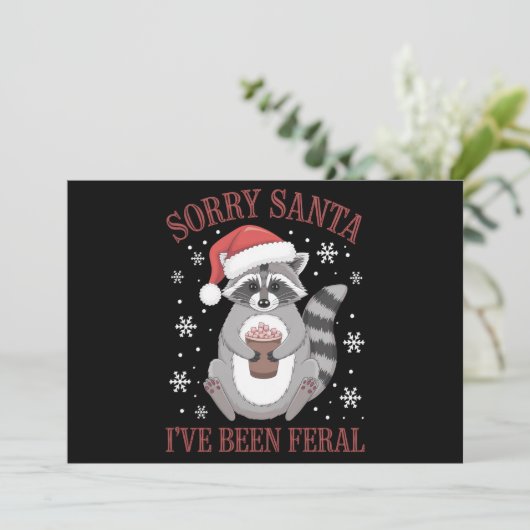 Sorry kerstman, ik ben een wilde kerstwasbeer gewe feestdagenkaart (Staand voorkant)