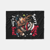 Sorry Kerstman, ik ben een wilde wasbeer grappig k Fleece Deken (Voorkant (Horizontaal))