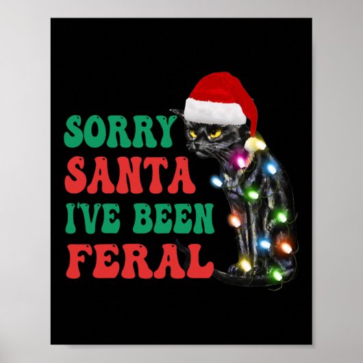 Sorry Kerstman Ik ben Feral Fun Cat Christmas Ligh Poster (Voorkant)